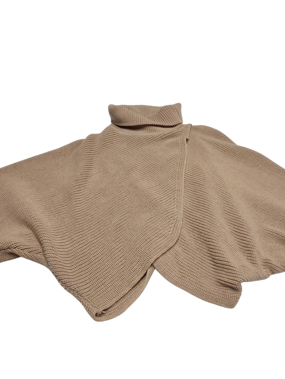 Cider Plus Size 4XL Solid High Neck Tulip Hem Knit Wrap Sweater Tan Camel NWOT - Picture 6 of 9
